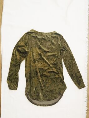 sass & bide Olive Crushed Velvet Long Sleeve Top